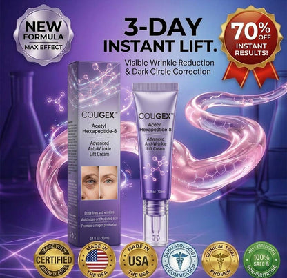 COUGEX™ Acetyl Hexapeptide-8 & Retinol Avansert Anti-Rynke Løftkrem (🔥Siste 3 timer, 60% RABATT Øyegel for mørke ringer og rynker)
