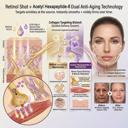 COUGEX™ Acetyl Hexapeptide-8 & Retinol Avansert Anti-Rynke Løftkrem (🔥Siste 3 timer, 60% RABATT Øyegel for mørke ringer og rynker)