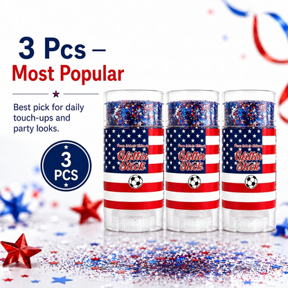 4th of July Glitter Stick 💖🔔3-in-1 Patriotic Glow😍✨Red, White & Blue Glitter Body Stick-HS