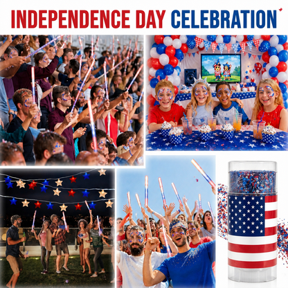 4th of July Glitter Stick 💖🔔3-in-1 Patriotic Glow😍✨Red, White & Blue Glitter Body Stick-HS